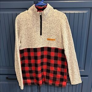 Simply Southern Women’s Large 1/4 zip Plaid Pullover